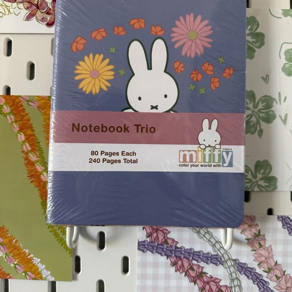 NEW Miffy Pink Green Floral Notebooks Trio 3 Pack Journals 80 Lined Pages Each